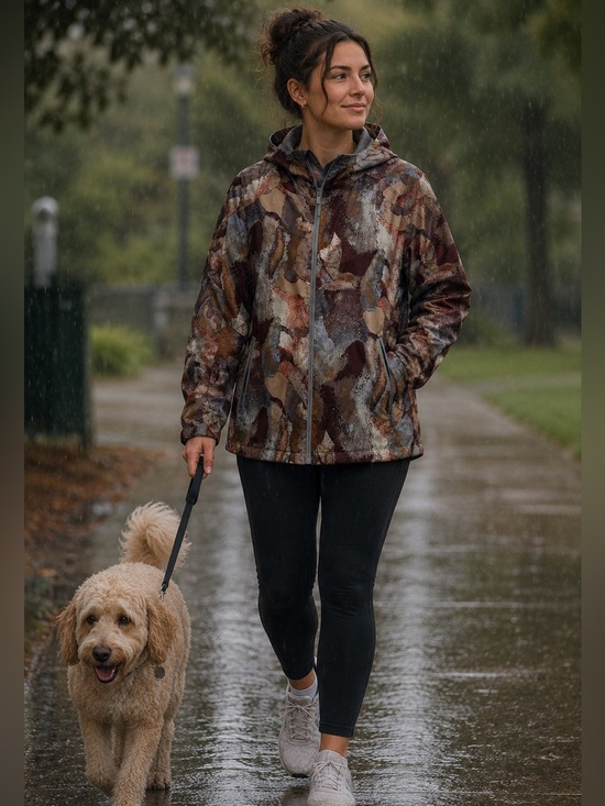 all in motion Jackets & Blazers - Marbled colored full zip rain jacket in a size Large.